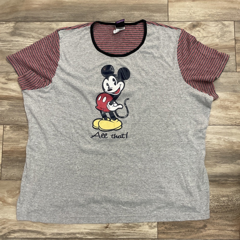 Jerry Leigh‎ Disney Vintage 80s Mickey Mouse Womens Short Sleeve Shirt 26/28